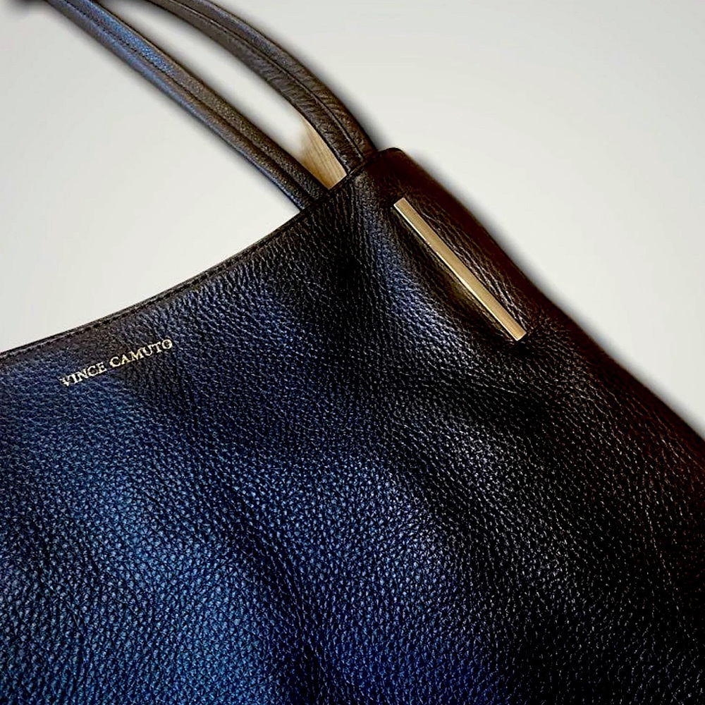Vince Camuto large Genuine Black Pebbled leather shoulder bag purse